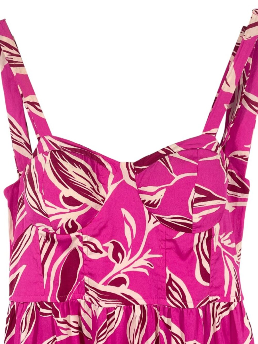 Band of the Free Pink Tropical Print Smocked Maxi Dress L Resort - Picture 5 of 14